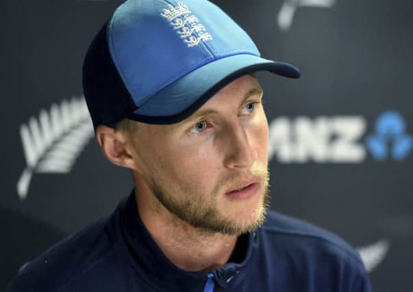 England captain Joe Root answers questions at a press conference following his team's defeat by New Zealand. Picture: Ross Setford/PA