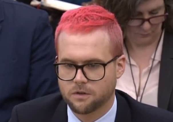 Canadian data analytics expert Christopher Wylie, who worked at Cambridge Analytica, appears as a witness before the Digital, Culture, Media and Sport Committee of members of the British parliament