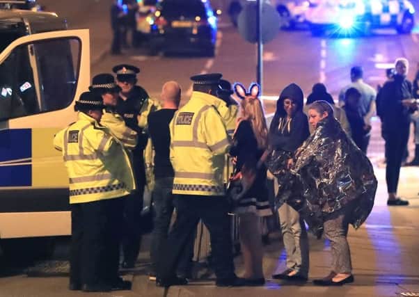 Emergency services at Manchester Arena. Pic: PA Wire