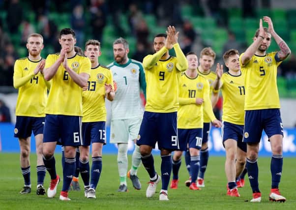 Scotland's players celebrate defeating Hungary 1-0 in Budapest. Picture: Getty Images