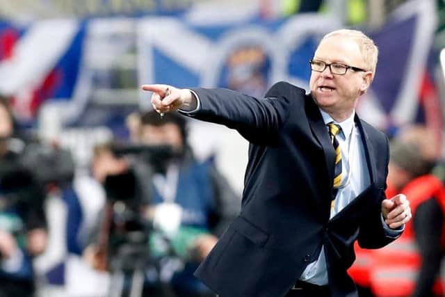 Alex McLeish shouts instructions from the touchline. Picture: Getty Images