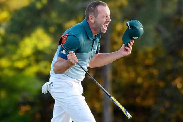 Sergio Garcia enjoys his moment of triumph in winning last years Masters. Photograph: Harry How/Getty Images