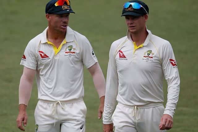 David Warner and Steven Smith. Picture: AFP/Getty