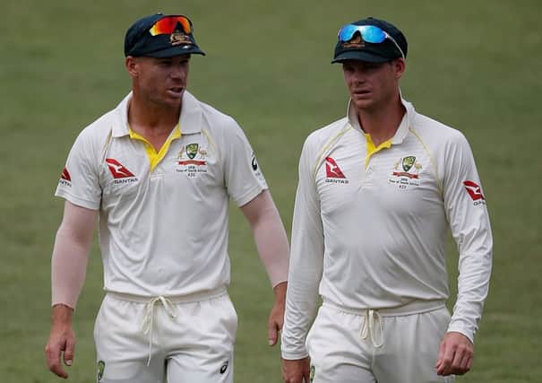 David Warner and Steven Smith. Picture: AFP/Getty