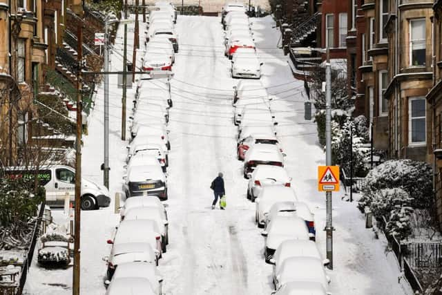 It's the third straight month Scotland has seen heavy snowfall. (Photo by Jeff J Mitchell/Getty Images)