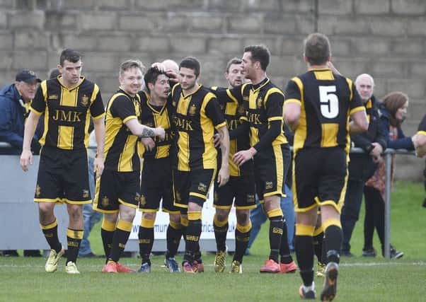 Auchinleck Talbot celebrate a goal in a Junior Cup tie. The Bot have won the trophy 11 times. Picture: Greg Macvean