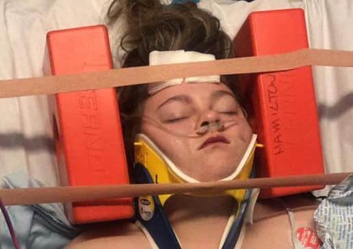 The teenager was left with a broken neck after the incident.