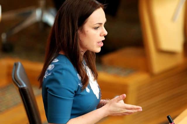 Kate Forbes delivers an entire Holyrood speech in Gaelic. Picture: Jane Barlow/PA Wire