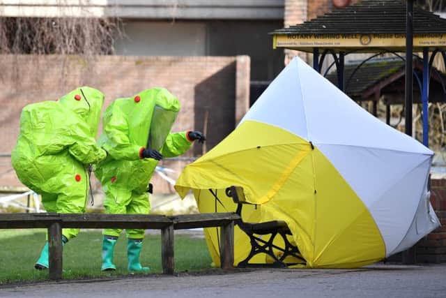 Forensics carrying out tests in Salisbusy. Pic: AFP/Getty Images