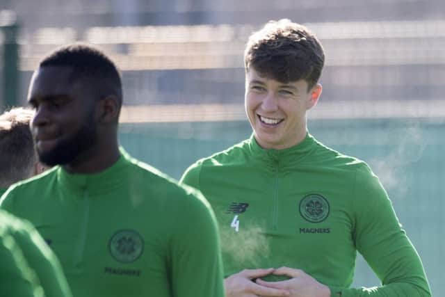 Jack Hendry is all smiles during training with Celtic. Picture: SNS
