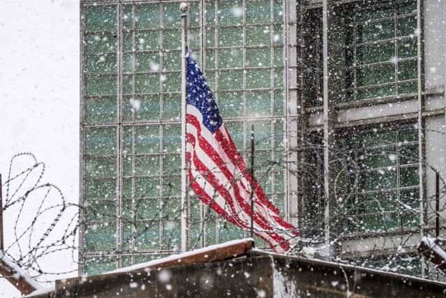 The US embassy building in Moscow.
 Pic: Getty/AFP