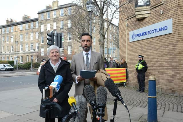 Former Catalan minister Clara Ponsati with lawyer Aamer Anwar. Pic: Jon Savage