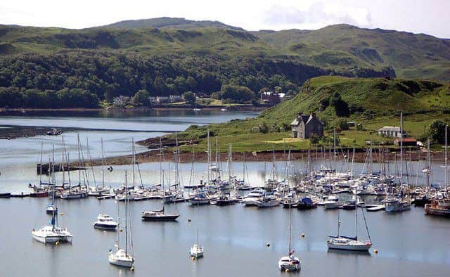 The 74-year-old man fell into the water at Oban Marina last night