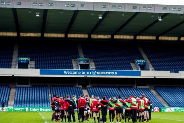 Edinburgh train ahead of the Challenge Cup tie against Cardiff Blues. Picture: SNS Group
