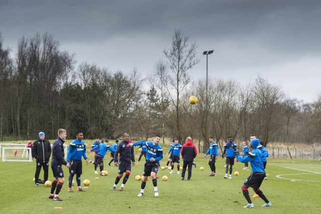 The Rangers squad are put through their paces at training. Picture: SNS Group