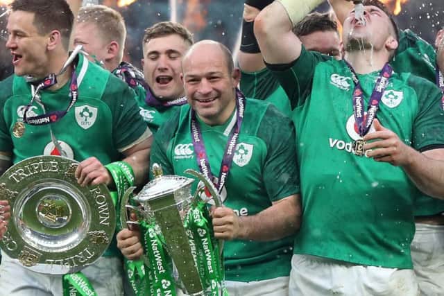 Ireland celebrate after winning the Grand Slam at Twickenham, but the Six Nations may go further afield. Photograph:PA