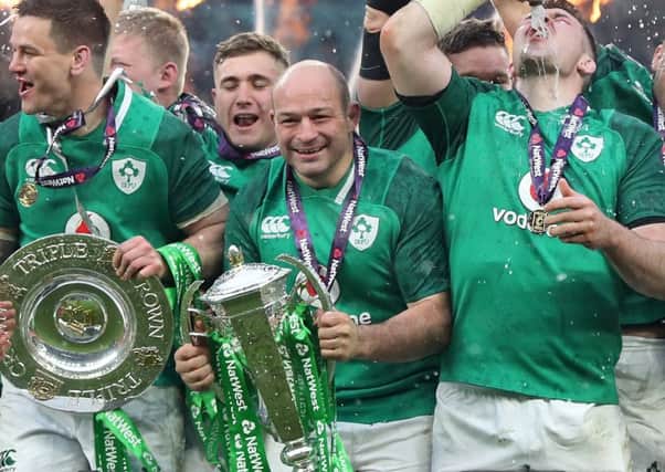 Ireland celebrate after winning the Grand Slam  at Twickenham, but the Six Nations may go further afield. Photograph:PA