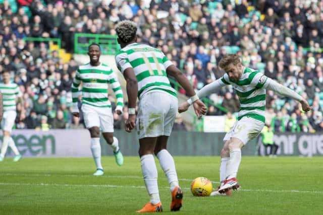 Celtic's Stuart Armstrong scores to make it 2-0. Picture: SNS/Alan Harvey