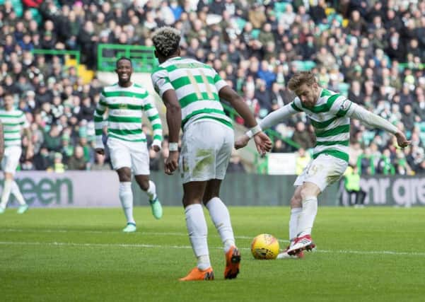 Celtic's Stuart Armstrong scores to make it 2-0. Picture: SNS/Alan Harvey
