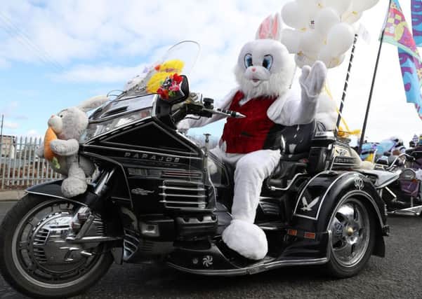 Motorbikes take part in Glasgow Children's Hospital Charity Easter Egg Run on their motorbikes. Pic: PA Wire/Andrew Milligan
