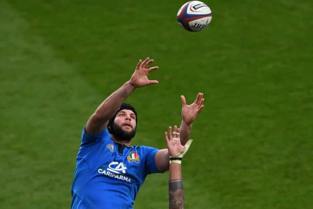 Pietro Ceccarelli challenges for a lineout during a Six Nations match in 2017 against England. Picture: Getty Images