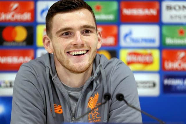 Liverpool and Scotland full-back Andy Robertson speaks at the pre-match press conference. Picture: Richard Sellers/PA