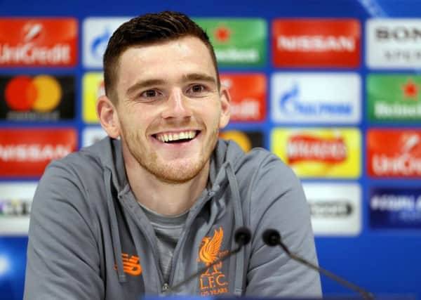 Liverpool and Scotland full-back Andy Robertson speaks at the pre-match press conference. Picture: Richard Sellers/PA