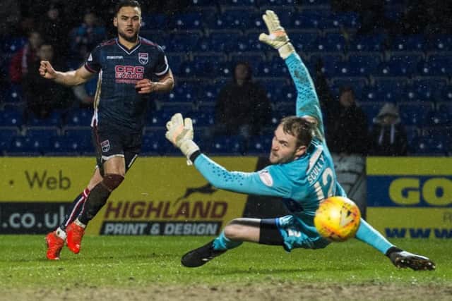 Man of the match Alex Schalk makes it 3-0 on a rare comfortable night for Ross County. Picture: Alan Harvey/SNS