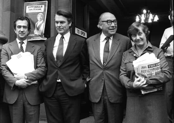 The SDPs founding Gang of Four, Bill Rodgers, Dr David Owen, Roy Jenkins and Shirley Williams, in Perth (Picture: PA)