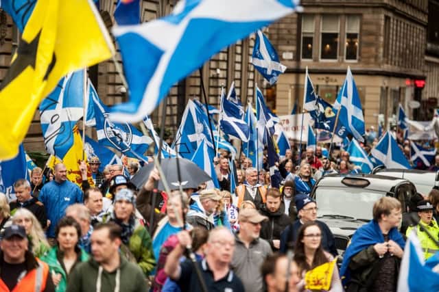 A pro-independence march makes it way through Glasgow in 2017. Picture: John Devlin