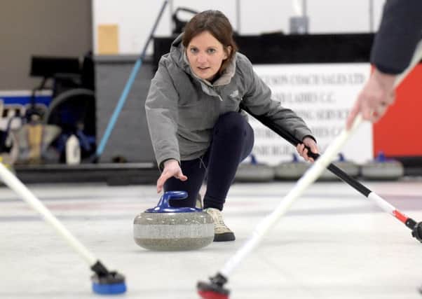 Jane Bradley takes part in a curling taster session at the curling rink at Murrayfield (Picture: Lisa Ferguson)