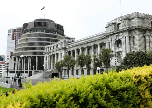 A view of New Zealands Parliament House and the Beehive in Wellington, the nations capital since 1865. Picture: Hagen Hopkins/Getty Images