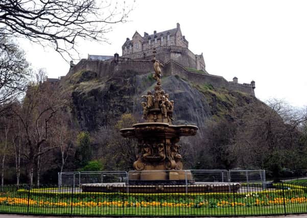 The castle overlooks the fountain in West Princes Street Gardens. Picture: Lisa Ferguson