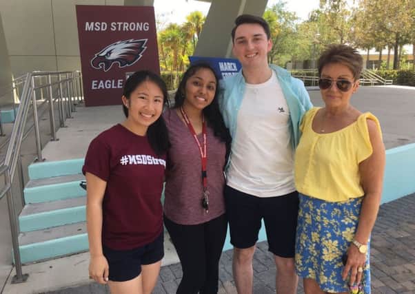 Alison Crozier, whose daughter Emma was killed in the Dunblane shooting, and her son Jack visited Florida to support relatives, students and campaigners following the Parkland high school shooting in February