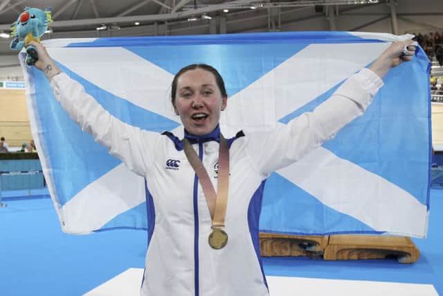 Scotland's Katie Archibald celebrates her gold medal ride PICTURE: AP