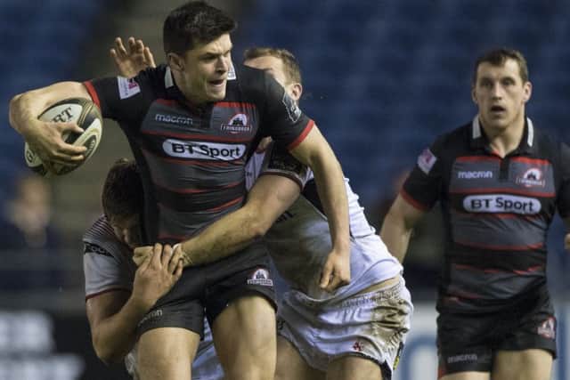 Edinburgh's Blair Kinghorn tries to break through the Ulster defence. Picture: SNS/SRU