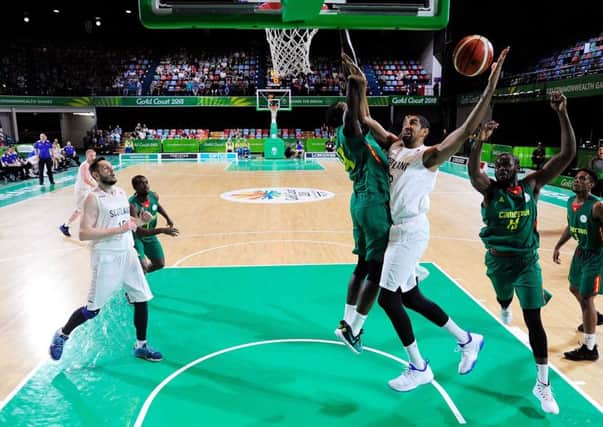 Kieron Achara of Scotland  takes a shot during the Preliminary Basketball round match between Scotland and Cameroon PICTURE: Getty