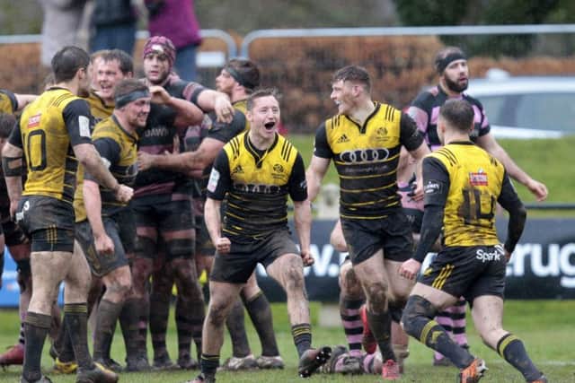 Full time at Greenyards leaves Melrose as BT Premiership champions. Picture: SNS/Graeme Stuart