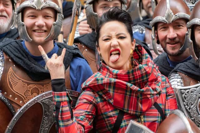 KT Tunstall and the Up Helly Aa Jarl Squad.