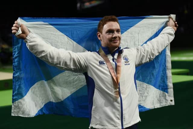 Scotland's Daniel Purvis celebrates his bronze PICTURE: Getty Images