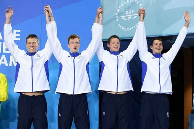 4x200m bronze medallists Stephen Milne, Duncan Scott, Daniel Wallace and Mark Szaranek of Scotland PICTURE: Getty Images