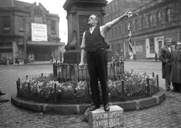 In a liberal democracy, everyone has a right to get up on their soapbox and let rip, just like Labour firebrand Paddy Fagan, seen here speaking at The Mound, where he was a regular (although he did get arrested for insulting the Royal family and denouncing American GIs for having affairs with married Scottish women during the Second World War)