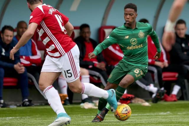 Charly Musonda's game time at Celtic has been limited so far and he only got four minutes at the end of the win over Hamilton on Sunday. Picture: Jane Barlow