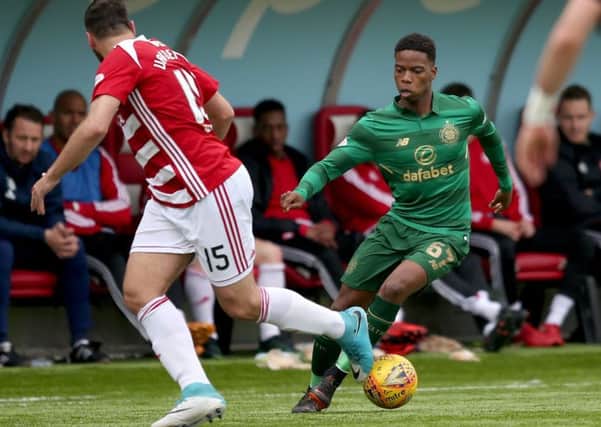 Charly Musonda's game time at Celtic has been limited so far and he only got four minutes at the end of the win over Hamilton on Sunday. Picture: Jane Barlow