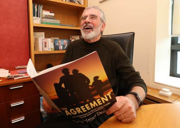 Former Sinn Fein leader Gerry Adams reflects on the Good Friday peace negotiations in his office in Leinster House, Dublin. (Picture: PA)