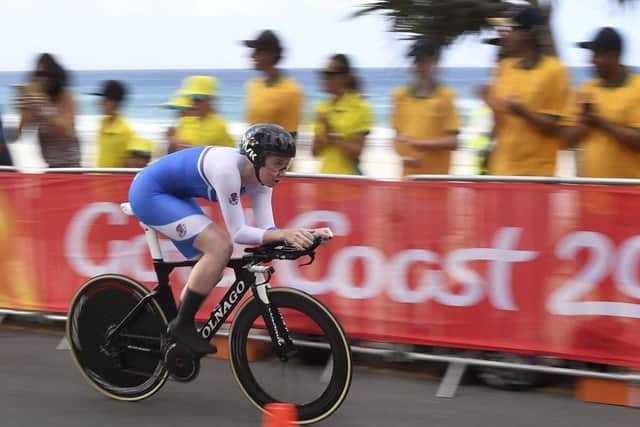 Katie Archibald races during the women's individual time trial cycling. Picture: AFP/Getty Images