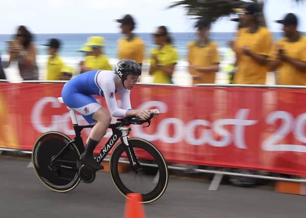 Katie Archibald races during the women's individual time trial cycling. Picture: AFP/Getty Images