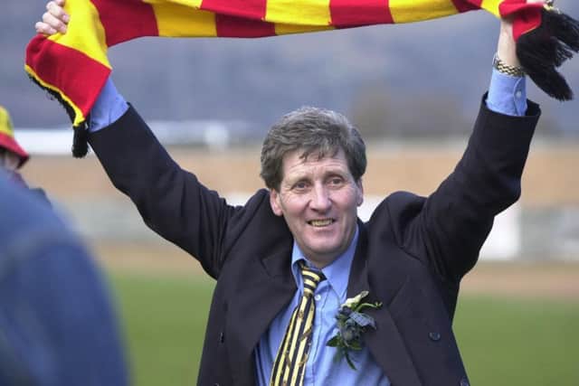 John Lambie celebrates winning promotion with Partick Thistle in 2001. Picture: Robert Perry