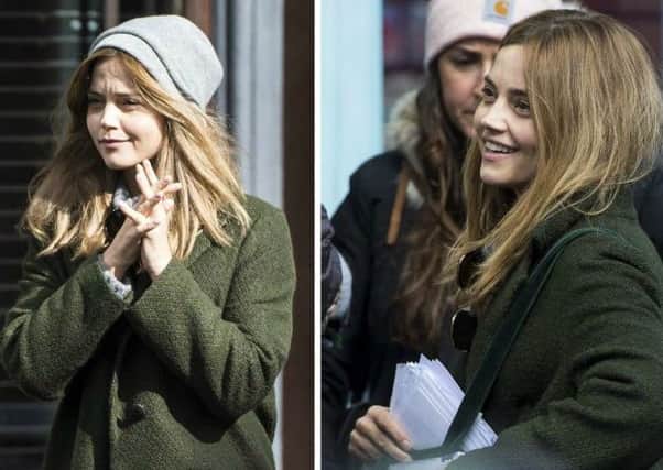 Actress Jenna Coleman spotted filming scenes for BBC drama in Glasgow. Picture: SWNS