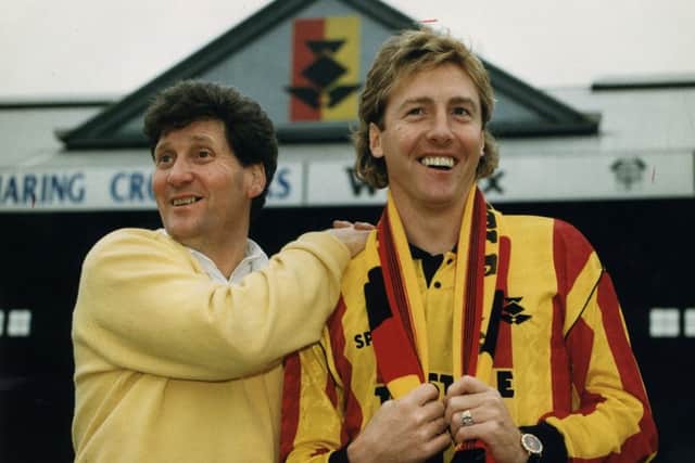 Lambie and Frank McAvennie pictured at Firhill in 1993. Picture: TSPL